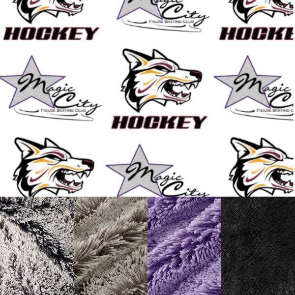 Adult Minot Wolves and Magic City Minky Fur Blanket