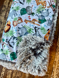 Toddler Zoo Animals Minky Fur Blanket