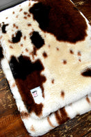 Adult Brown Cowhide Minky on Minky Blanket