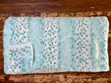 Adult Teal Fawn Minky on Minky Blanket