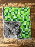 Mini Green Pixel Minky Fur Blanket