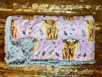 Toddler Highland Cow Minky Fur Blanket