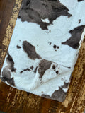 Adult Brown and Cream Cowhide Minky on Minky Blanket