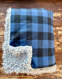 Adult Flannel Timberline Blue Plaid Fur Blanket