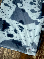 Adult Black and Silver Cowhide Minky on Minky Blanket