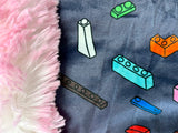Adult Pink Legos Minky Fur Blanket