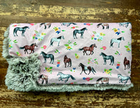 Toddler Horses Minky Fur Blanket