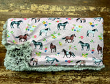 Toddler Horses Minky Fur Blanket