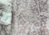 Adult Pink and White Fawn Minky on Minky Blanket