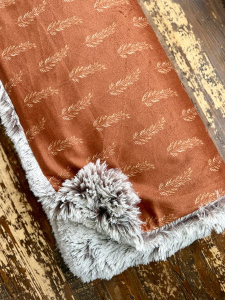 Toddler Rustic Orange Wheat Minky Fur Blanket