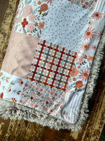 Adult Floral Quiltwork Minky Fur Blanket