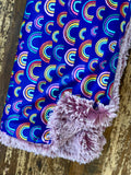 Toddler Purple Rainbow Minky Fur Blanket