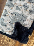 Adult Brown and Black Cowhide Minky on Fur Blanket