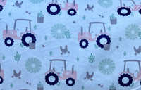 Toddler Pink Tractors Minky Fur Blanket