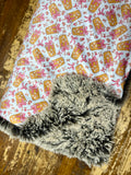 Adult Pink Bows and Iced Coffee Minky Fur Blanket