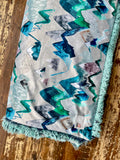 Toddler Teal Mountains Minky Fur Blanket