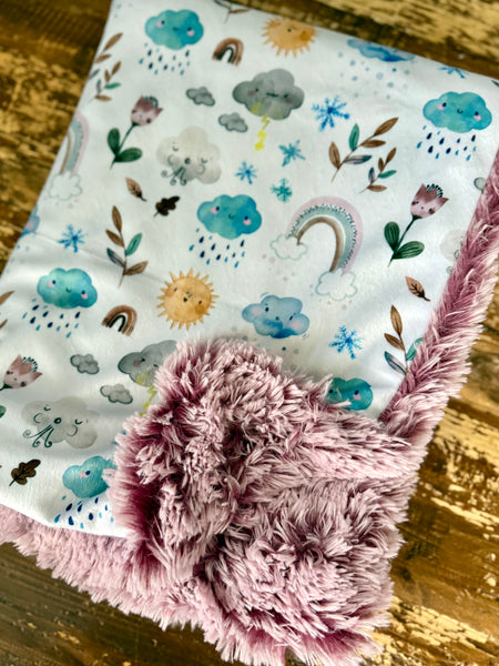 Mini Baby Blush Skies Minky Fur Blanket