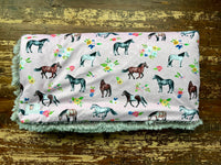 Toddler Horses Minky Fur Blanket