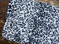 Adult Black and White Leopard Minky on Minky Blanket