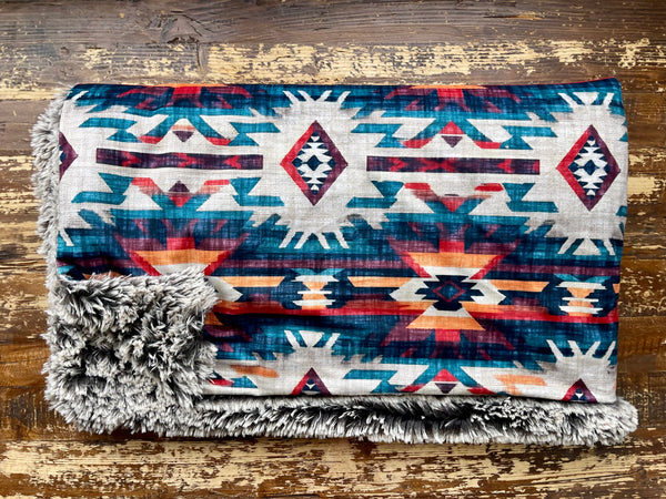 Toddler Southwest Aztec Minky Fur Blanket