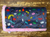 Adult Pink Legos Minky Fur Blanket