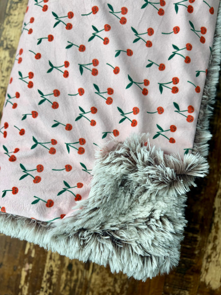 Toddler Cherry Minky Fur Blanket