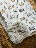Baby Safari Animals Minky Fur Blanket