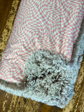 Adult Pink Checkered Minky Fur Blanket