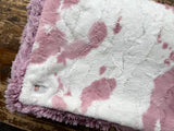 Adult Pink Cowhide Minky on Fur Blanket