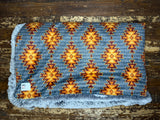 Adult Grey and Orange Aztec Minky Fur Blanket