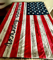 Adult God Bless America Minky Fur Blanket