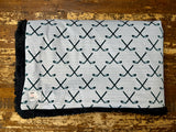 Adult Grey Stripes Hockey Sticks Minky Fur Blanket