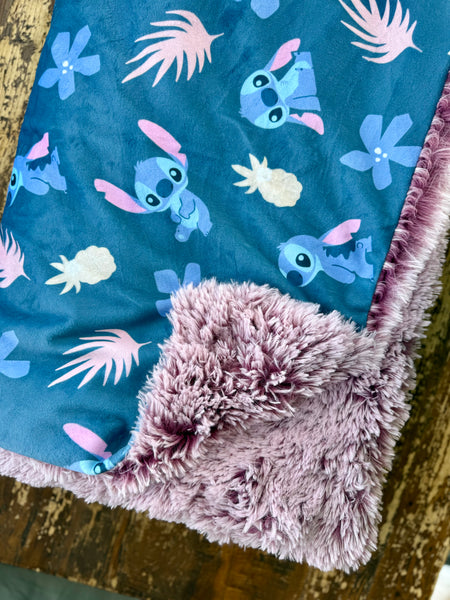 Adult Stitch Minky Fur Blanket