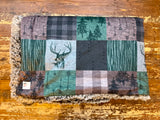 Adult Green Deer Hunting Minky Fur Blanket