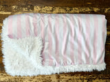 Toddler Pink and White Stripe Minky Fur Blanket