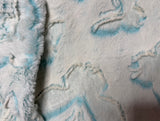 Adult Teal Butterfly Minky on Minky Blanket