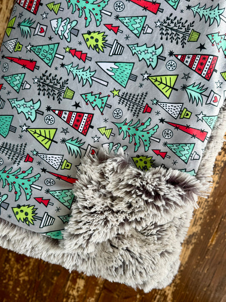 Adult Christmas Trees Minky Fur Blanket