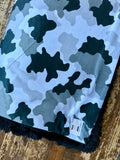Adult Black and White Camoflage Minky Fur Blanket