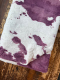 Adult Purple Cowhide Minky on Minky Blanket