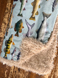 Adult Fish Minky Fur Blanket