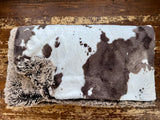 Adult Brown and Cream Cowhide Minky on Fur Blanket