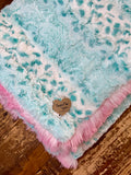 Adult Teal Fawn Minky Fur Blanket