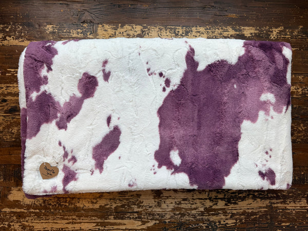 Adult Purple Cowhide Minky on Minky Blanket