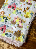 Mini Baby Farm Animals Minky Fur Blanket
