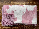 Adult Pink Cowhide Minky on Fur Blanket
