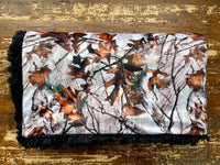 Adult White Camouflage Minky Fur Blanket