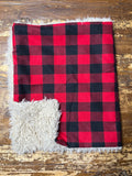 Plaid Flannel Fur Car seat Blanket