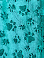 Adult Green Paw Print Minky on Minky Blanket