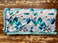 Toddler Teal Mountains Minky Fur Blanket