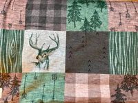 Adult Green Deer Hunting Minky Fur Blanket